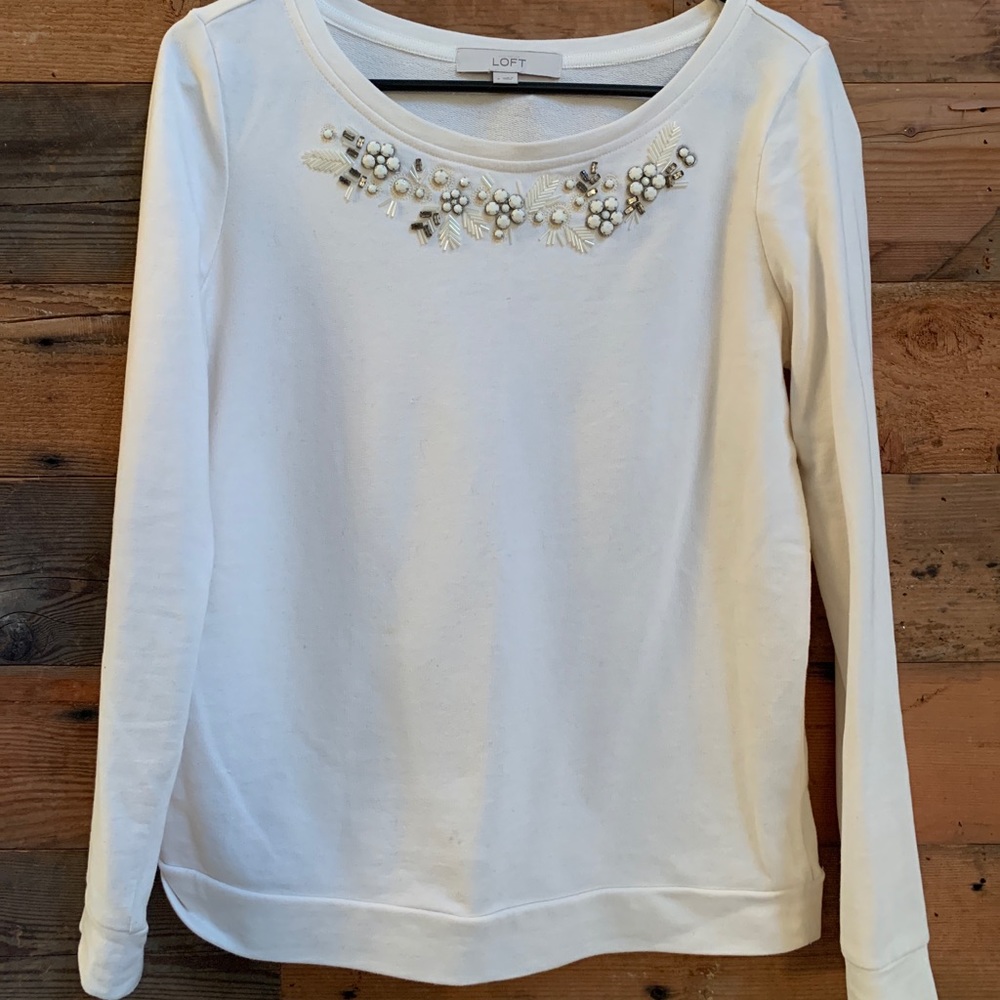 Loft beaded sweatshirt top